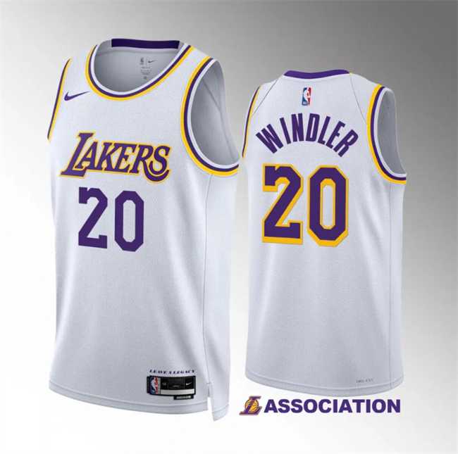 Mens Los Angeles Lakers #20 Dylan Windler White Association Edition Stitched Basketball Jersey Dzhi